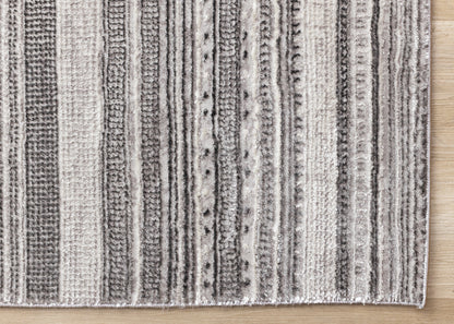Contemporary Stripes Tribal Grey Area Rug-5