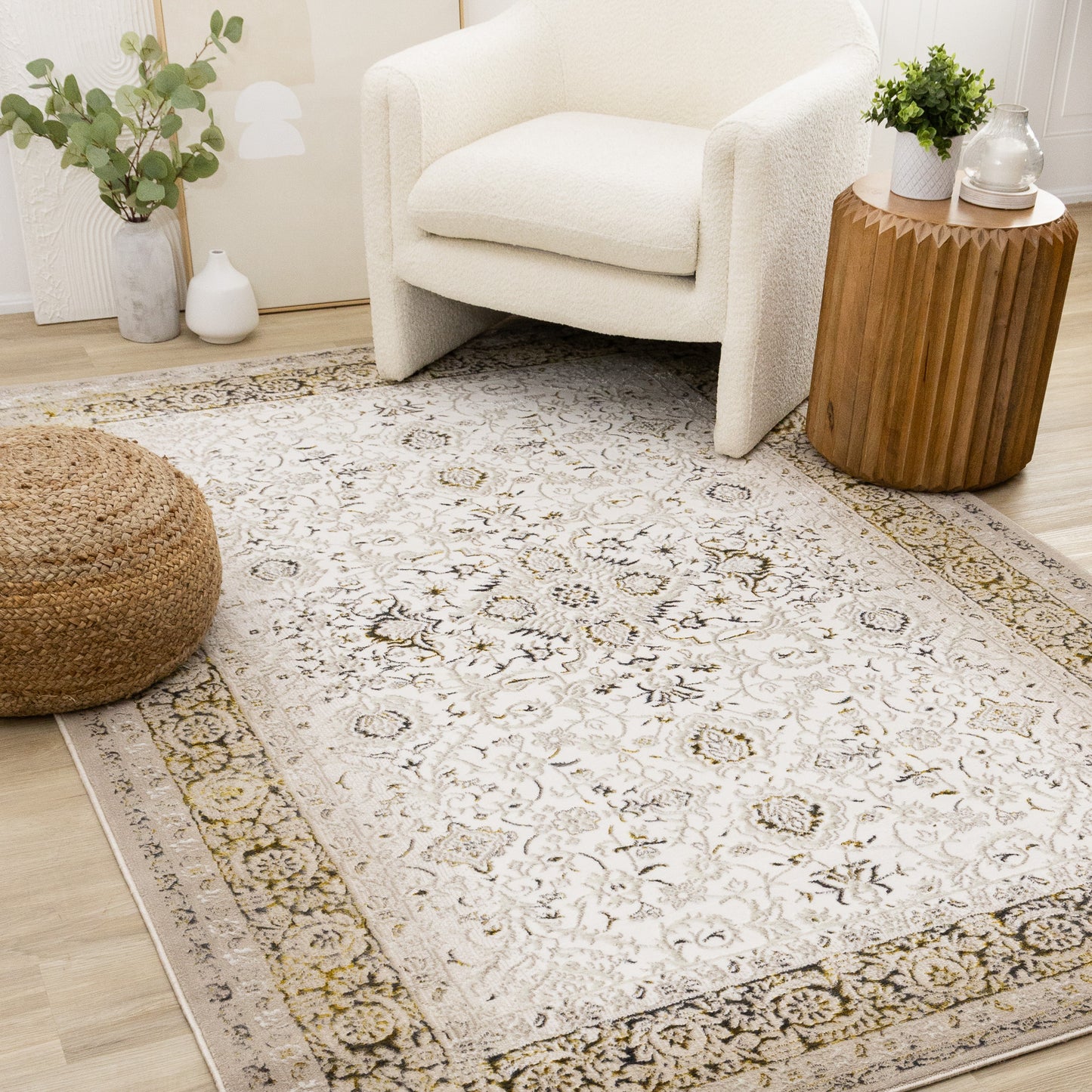 Traditional Border Elegant Cream Area Rug-2