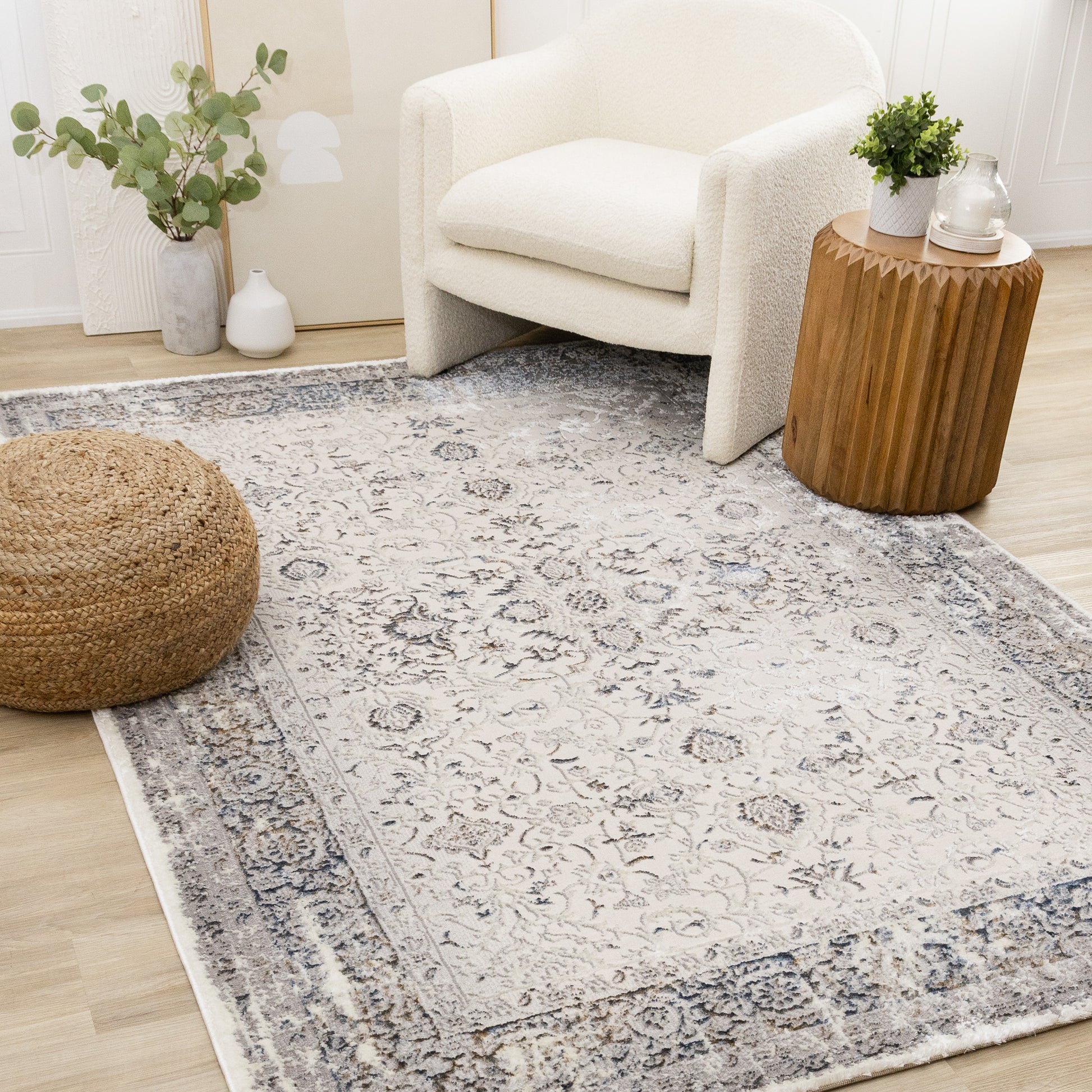 Traditional Border Elegant Cream Area Rug-2