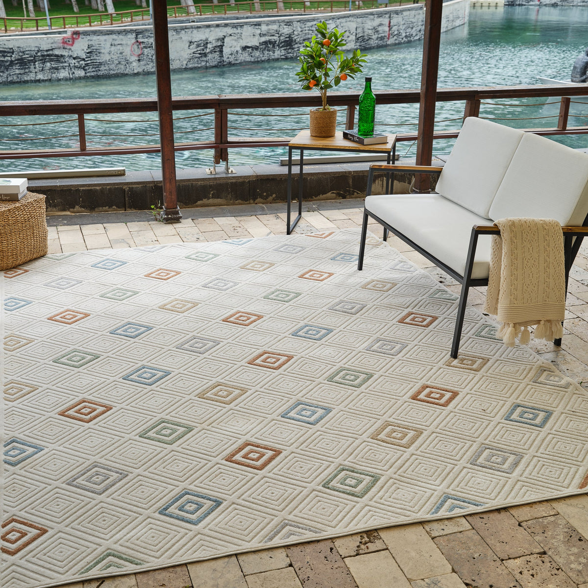 Tapis crème moderne abstrait Alfombra