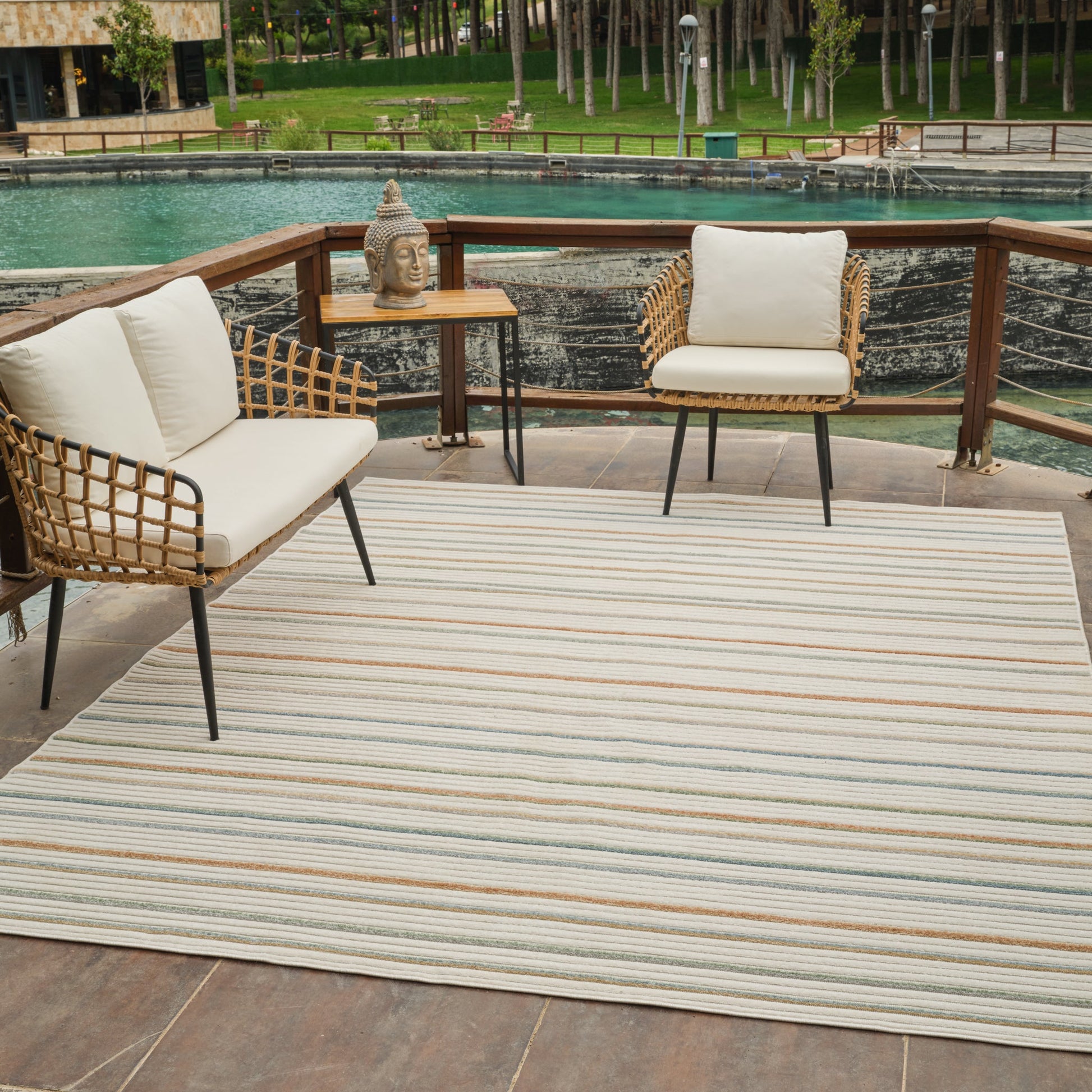 Alfombra Striped Modern Cream Rug - Area Rugs - Rug Branch