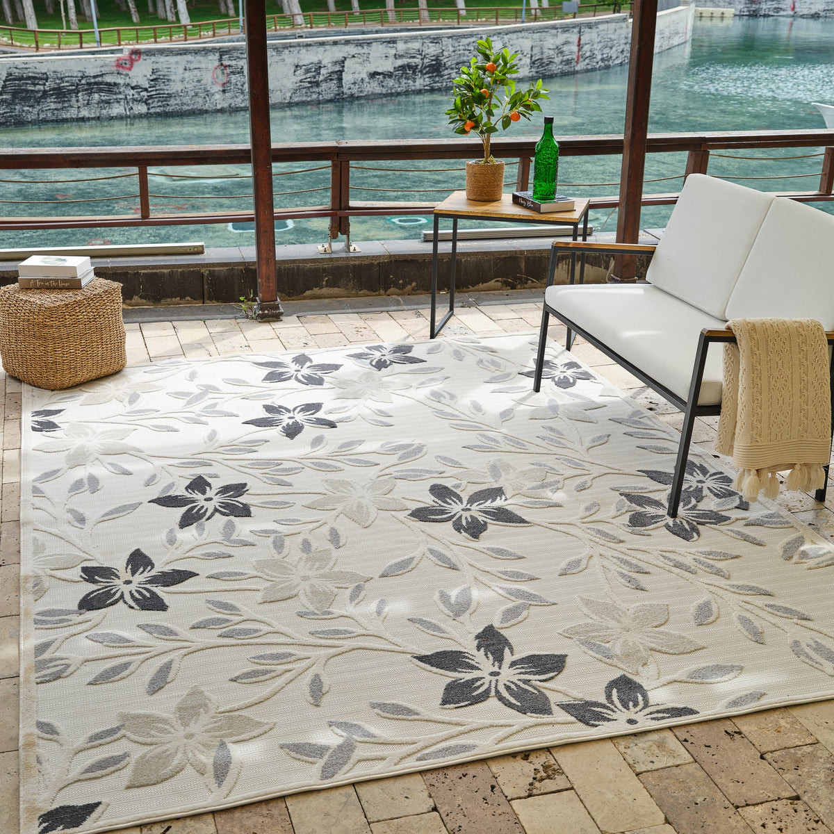 Tapis crème floral vintage Alfombra