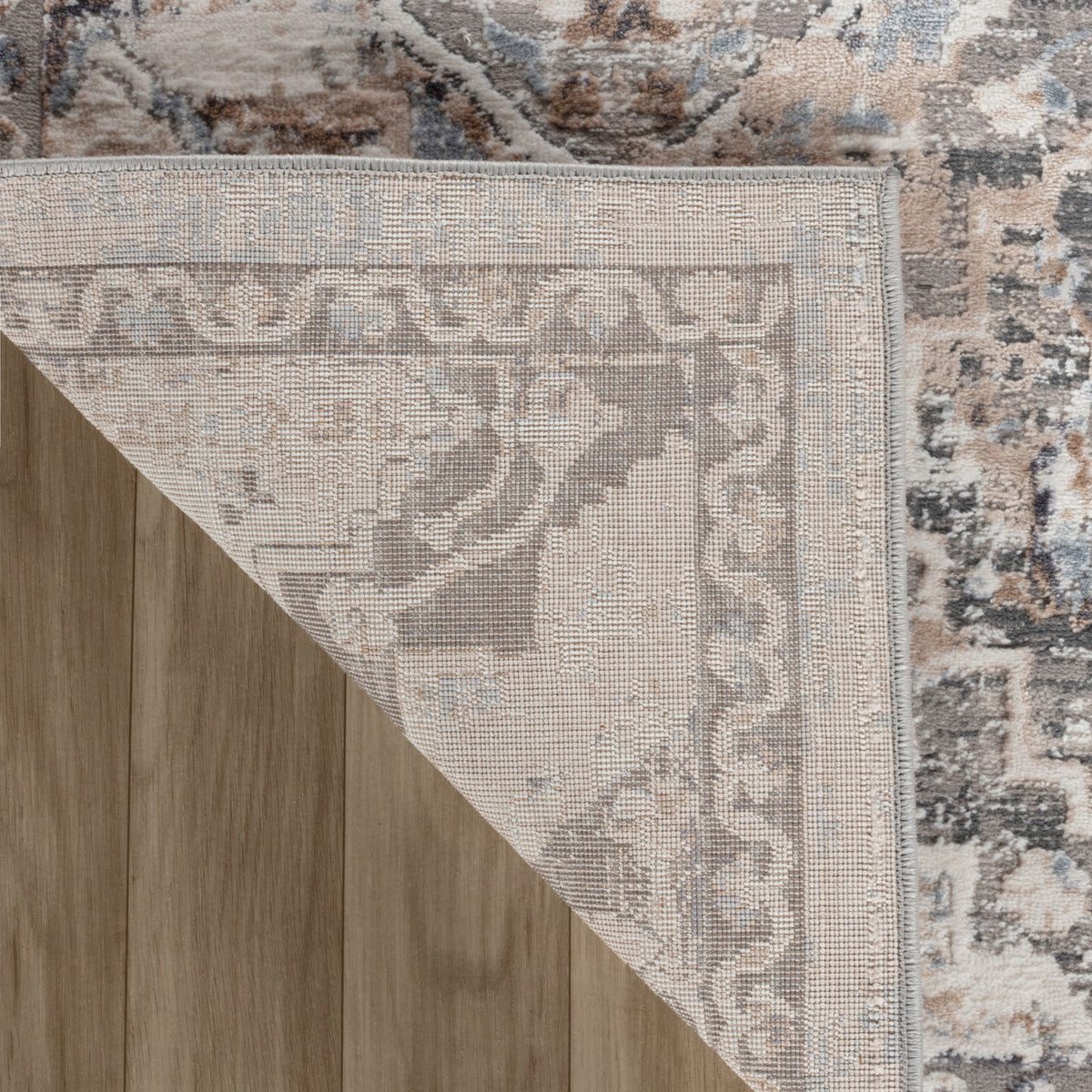 Sukoon Diamond Medallion Traditional Grey and Beige Indoor Rug