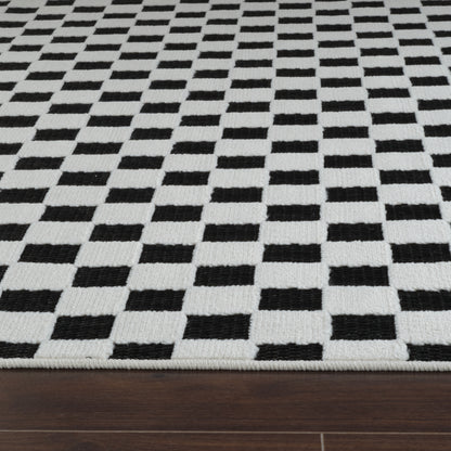 Maise Checkered Modern Black Rug