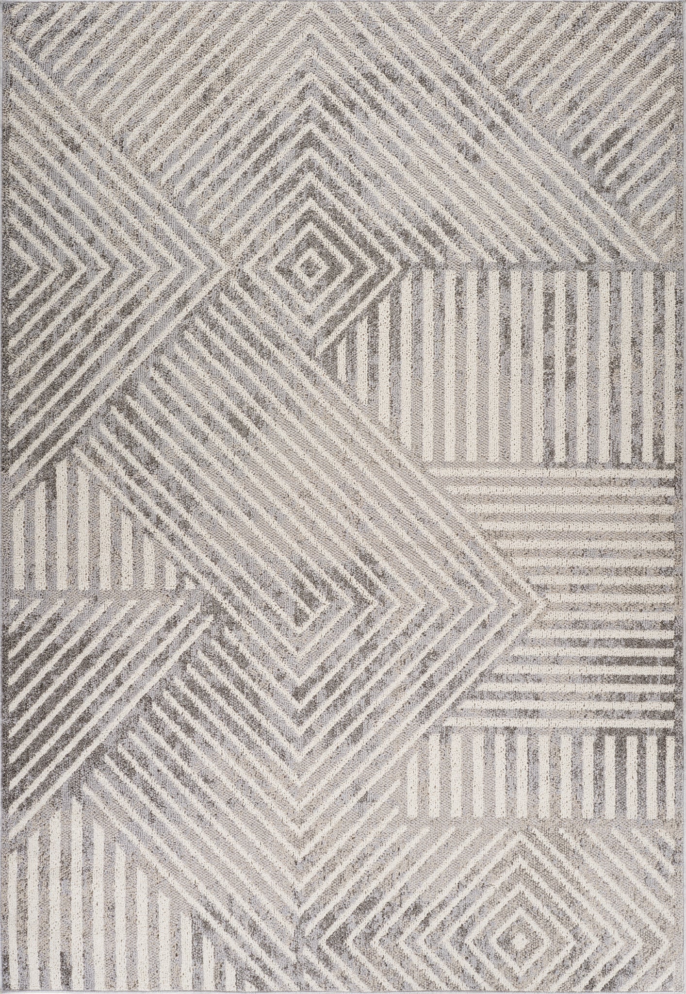 Arlo Geometric Contemporary Grey and Beige Indoor Rug