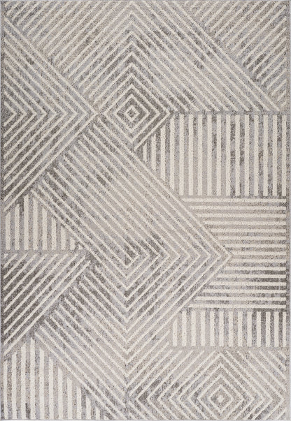 Arlo Geometric Contemporary Grey and Beige Indoor Rug