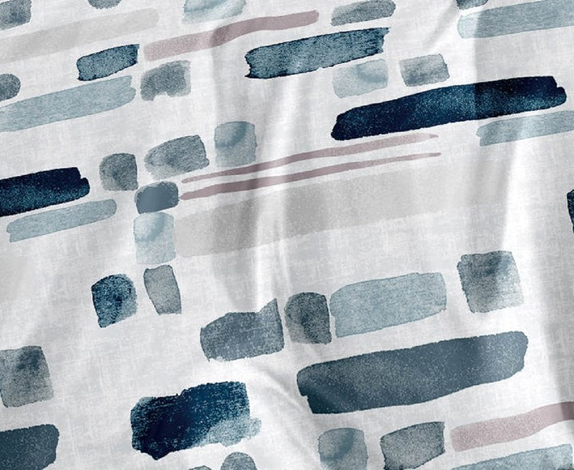 100% Jacquard Micro Grey and Blue Duvet Cover Set