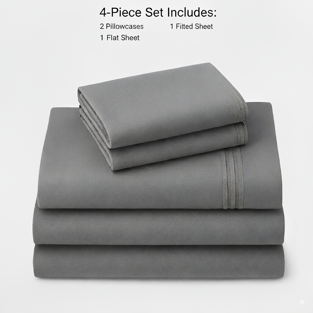 Rug Branch California Cotton Club 4 PC King Sheet Set-Light Gray-1