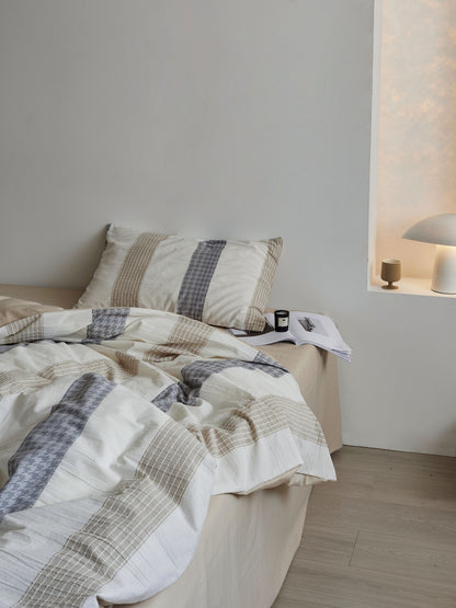 Textured 100% Cotton Beige Duvet Cover Set