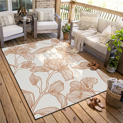 Botanical Modern Weiss and Brick Outdoor Rug