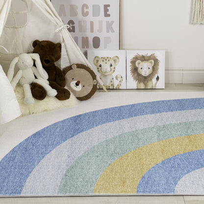 Soft Steps Playtime Rainbow Playmat Light Blue Soft Rug