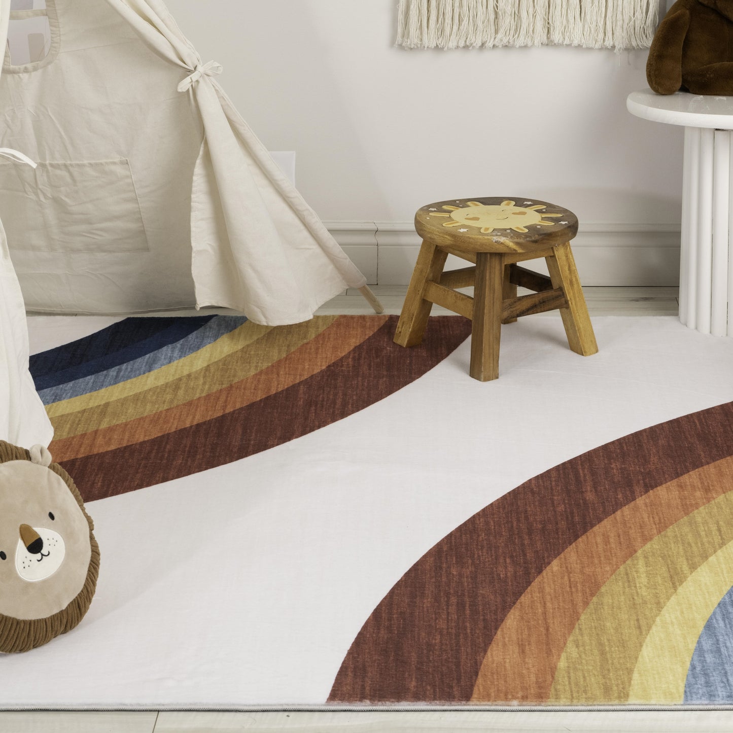 Marlow Rainbow Modern White Indoor Rug