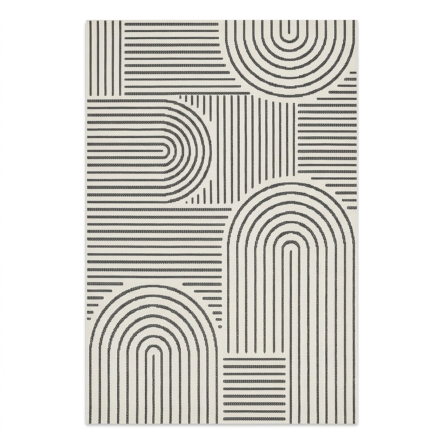 Abstract Modern Weiss and Pebble Outdoor Rug