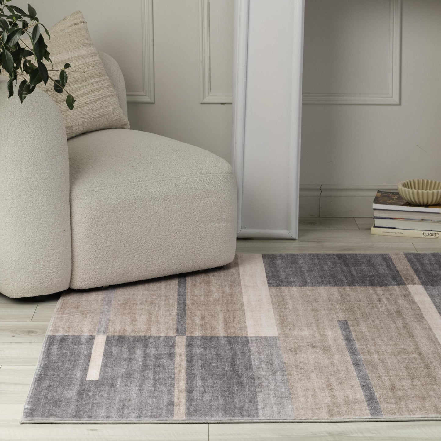 Eclipse Mid-Century Modern Geometric Brown Rug