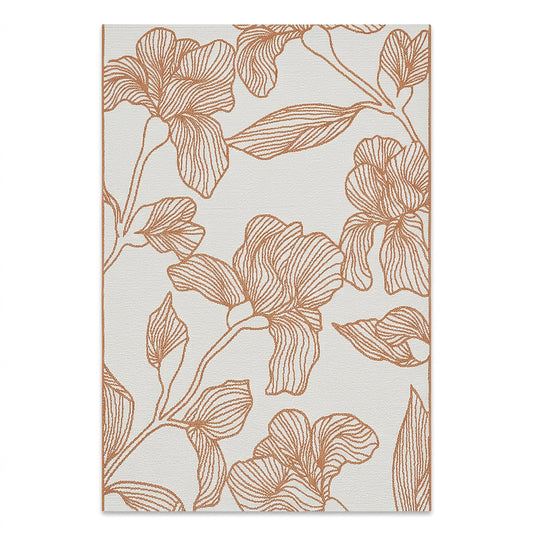 Botanical Modern Weiss and Brick Outdoor Rug