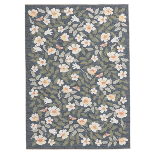 Floral Modern Blue and Multi Outdoor Rug