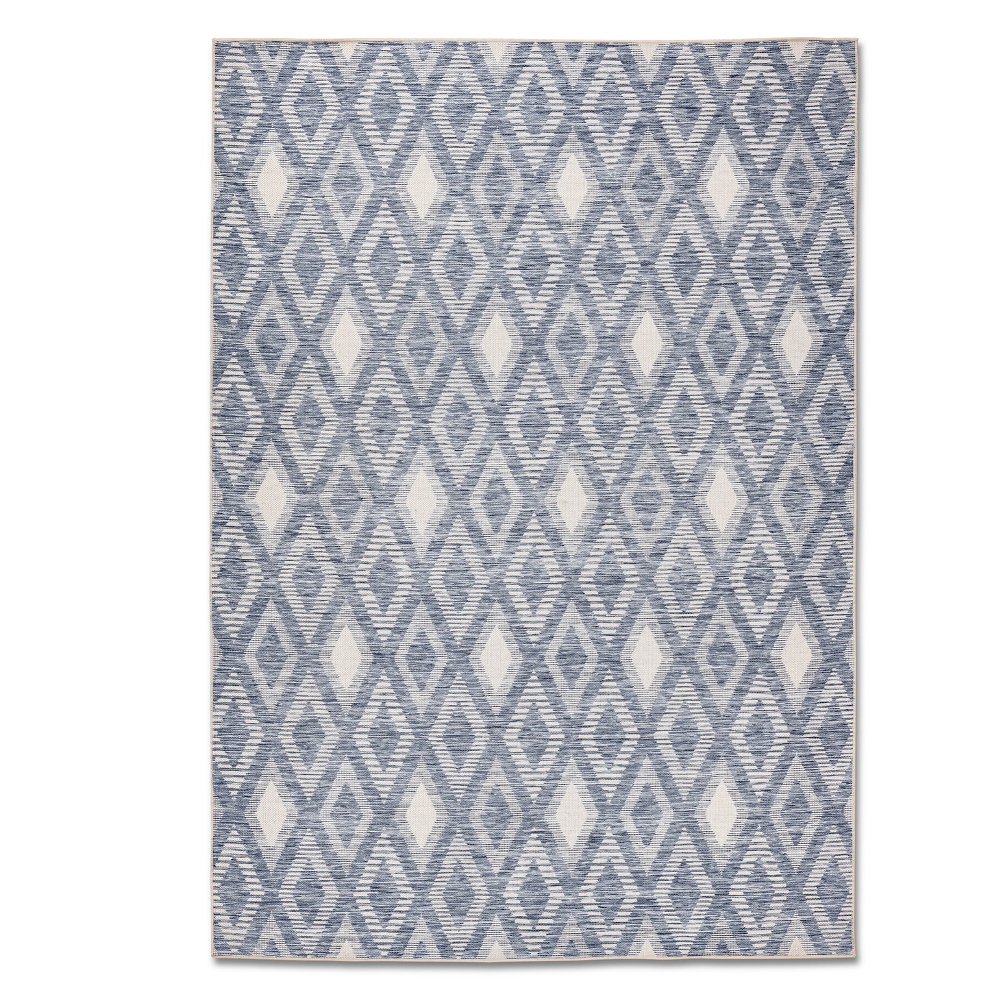 Geometric Modern Blue and Ivory Outdoor Rug