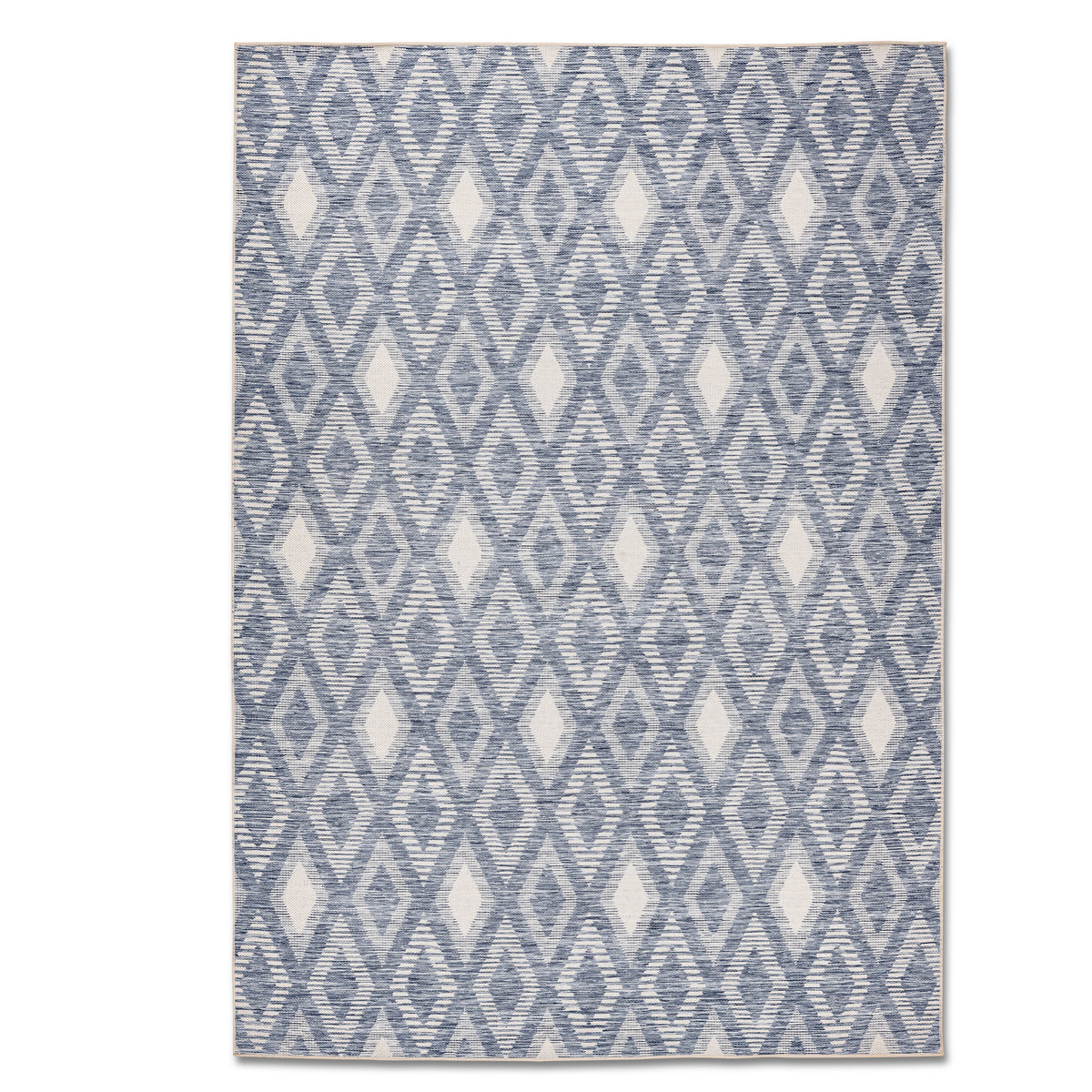 Geometric Modern Blue and Ivory Outdoor Rug