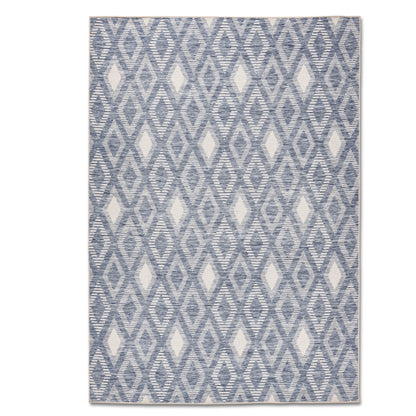 Geometric Modern Blue and Ivory Outdoor Rug