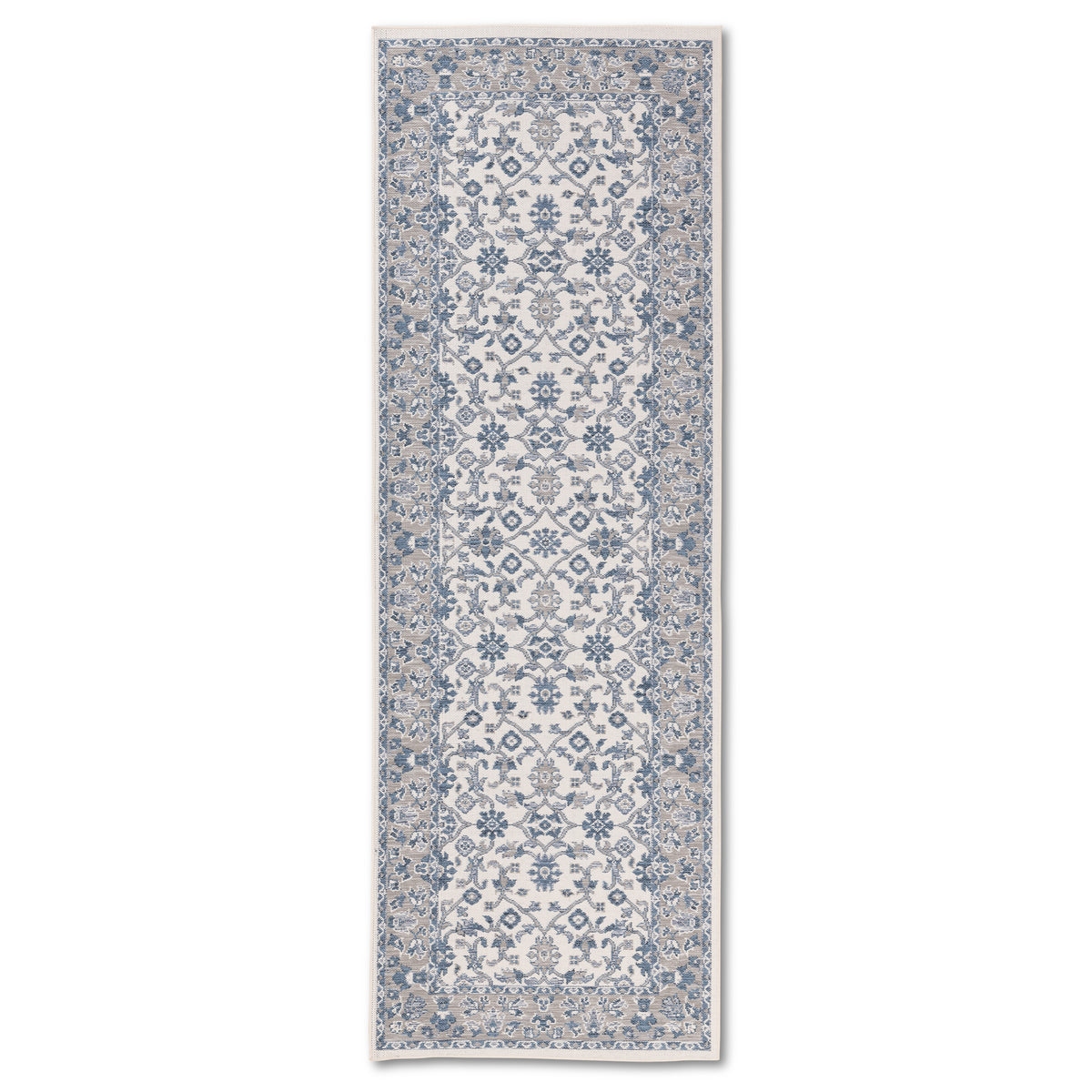 Oriental Modern Blue and Ivory Outdoor Rug