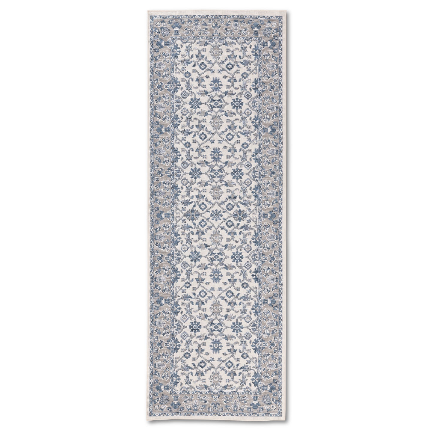 Oriental Modern Blue and Ivory Outdoor Rug
