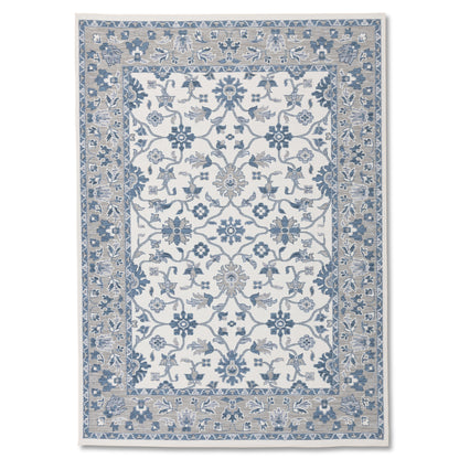 Oriental Modern Blue and Ivory Outdoor Rug