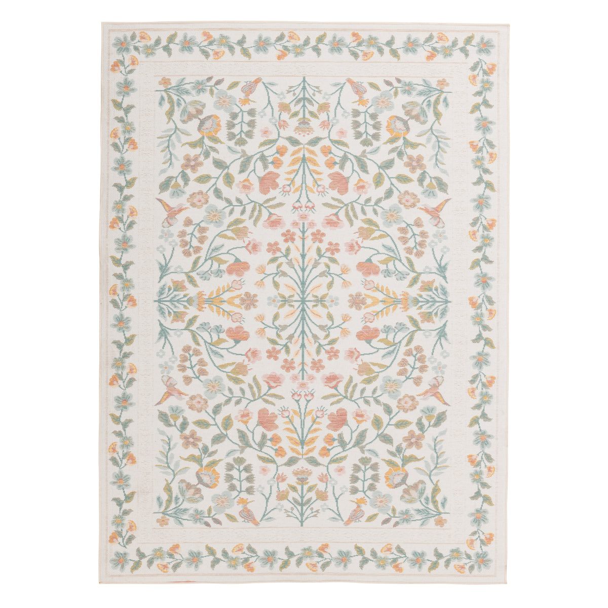 Floral Modern Ivory and Multi Outdoor Rug