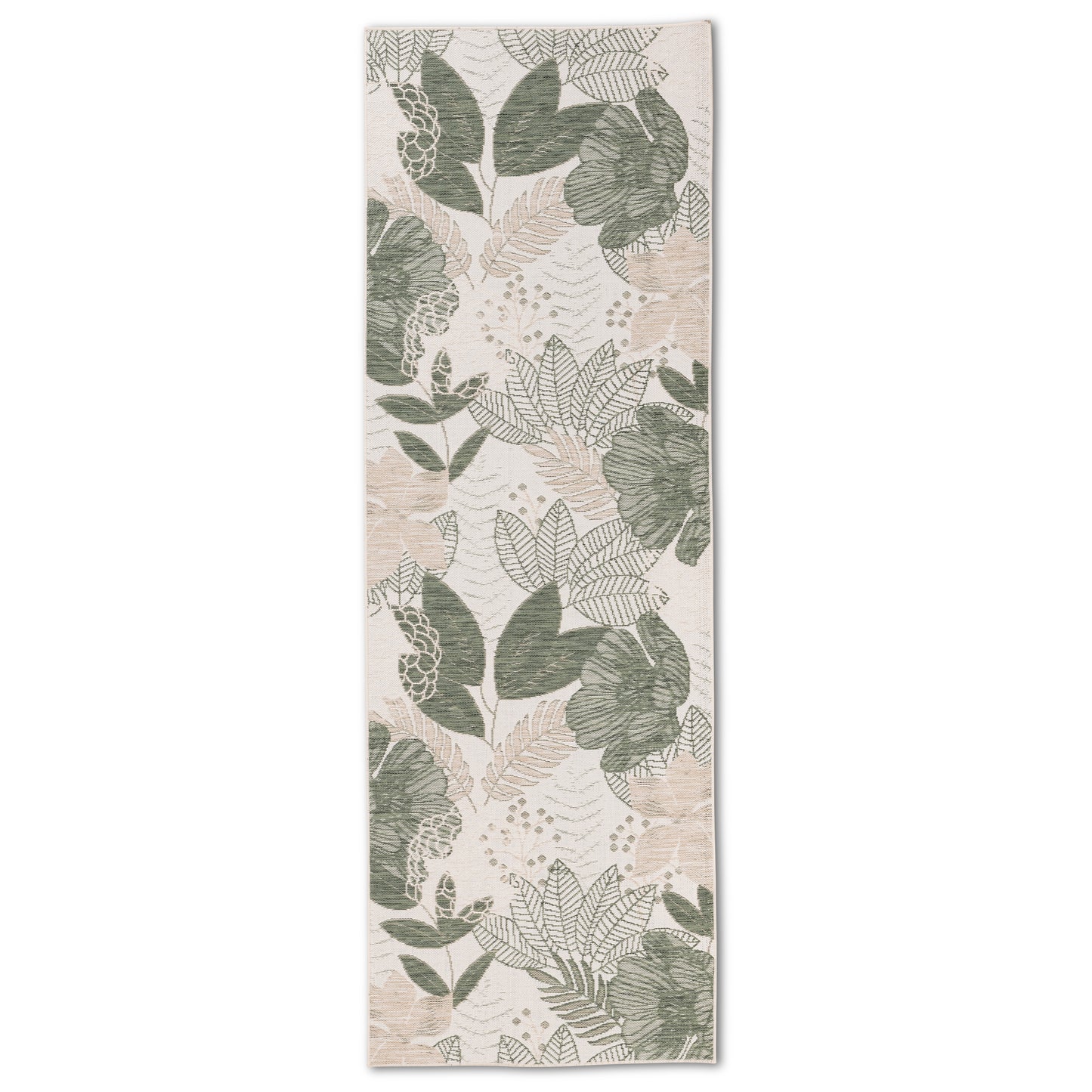 Floral Modern Green and Ivory Outdoor Rug