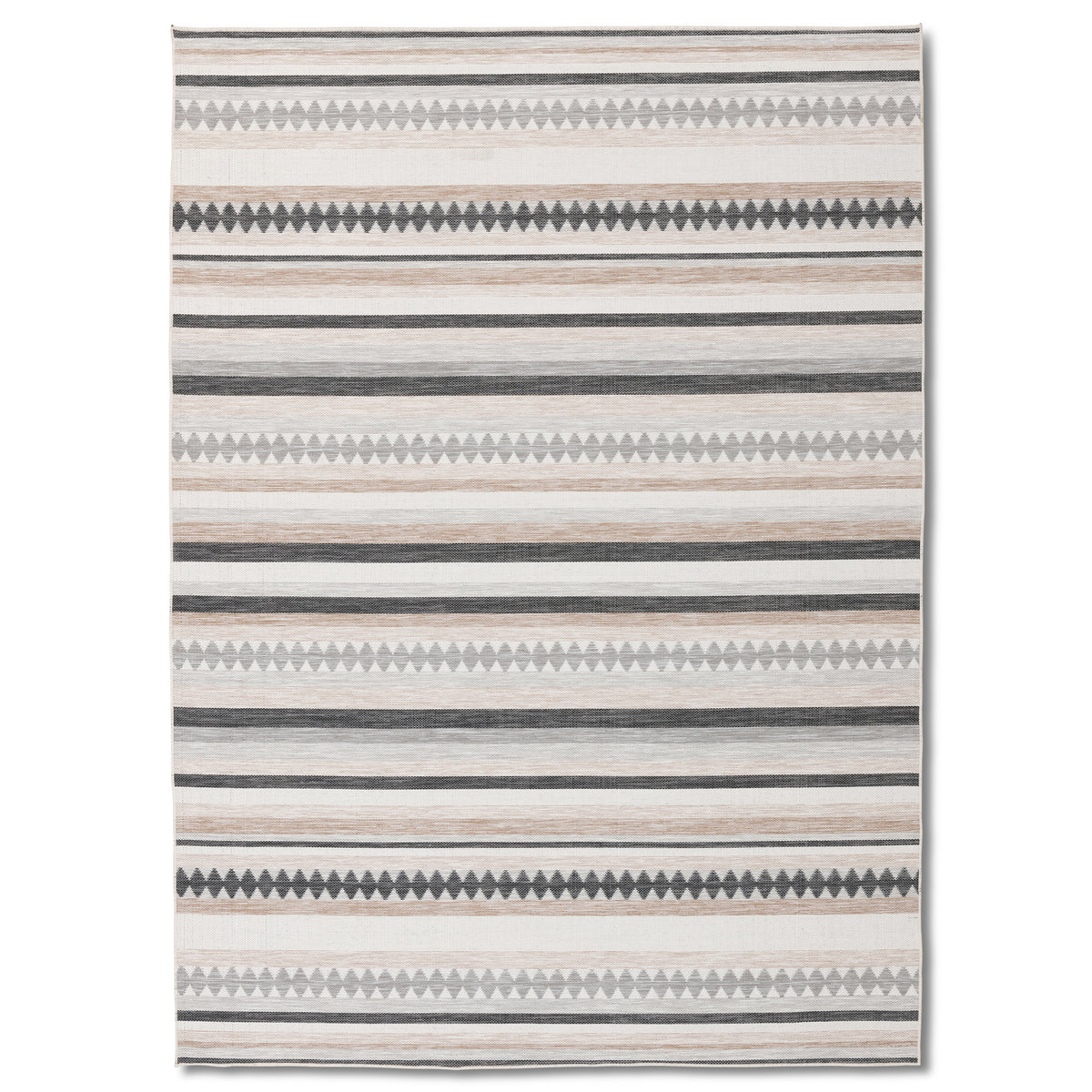 Boho Modern Black and Beige Outdoor Rug