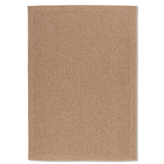 Abstract Modern Jute and Black Outdoor Rug