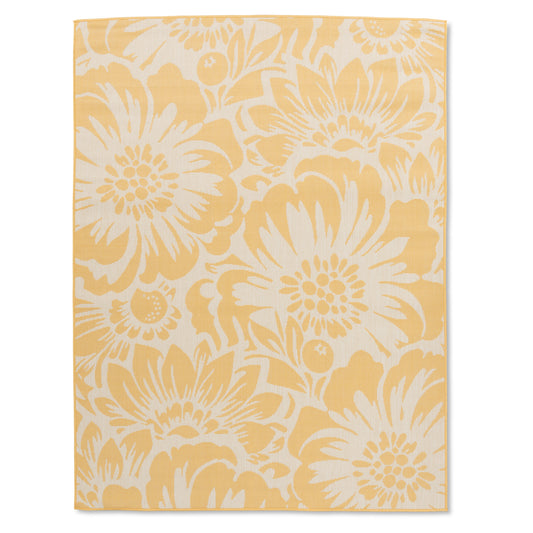 Floral Modern Yellow and White Outdoor Rug