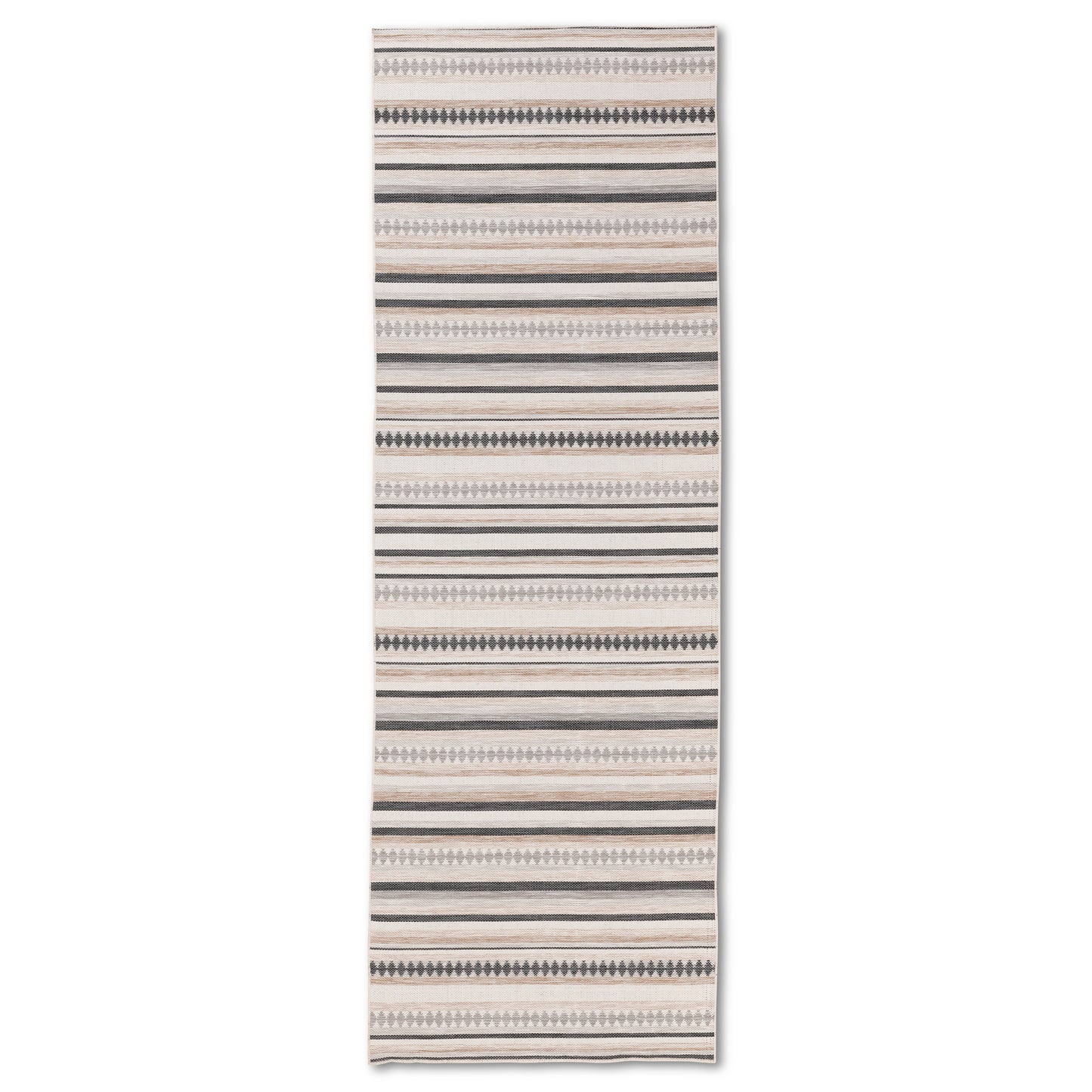 Boho Modern Black and Beige Outdoor Rug