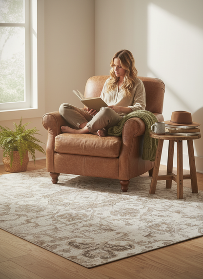 Tala Distressed Contemporary Cream Indoor Rug-4