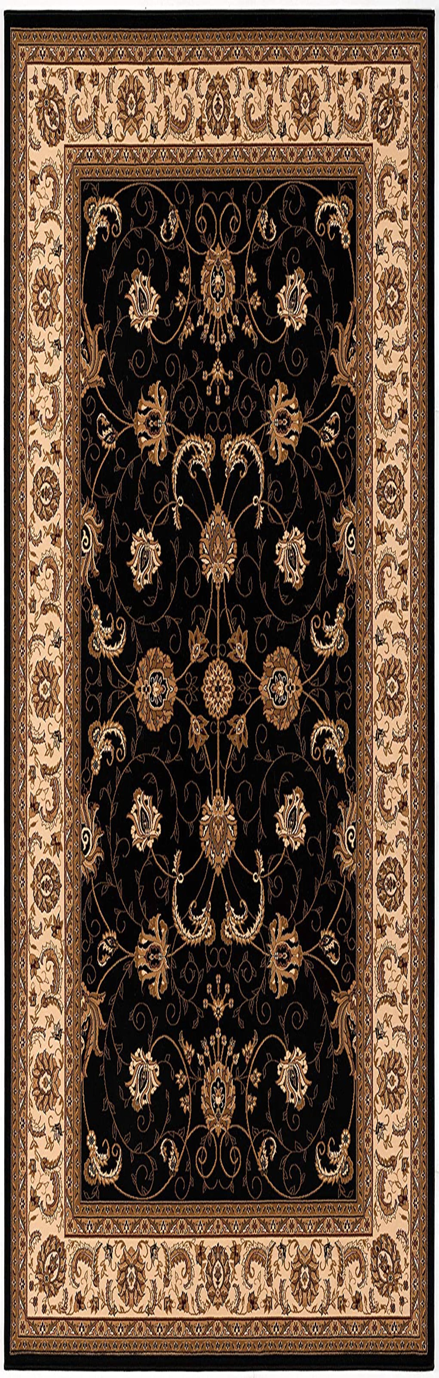 Fayez Persian Medallion Traditional Cream and Black Indoor Rug-14