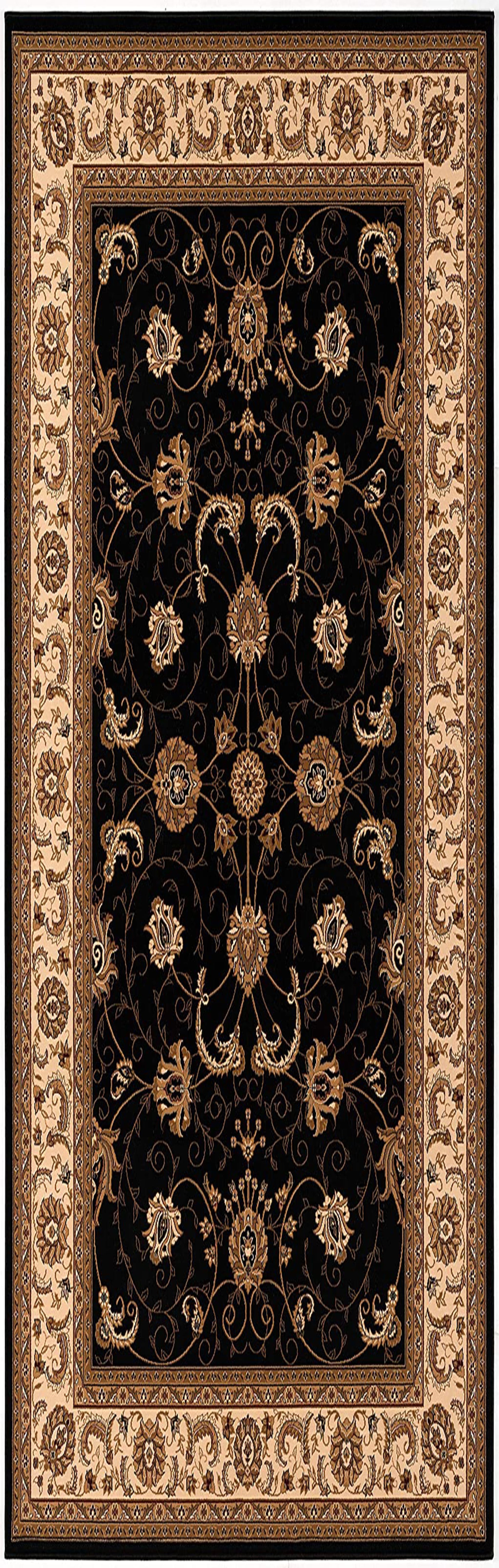 Fayez Persian Medallion Traditional Cream and Black Indoor Rug-14
