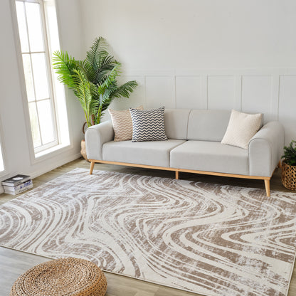 Nomad Abstract Coastal Beige Rug