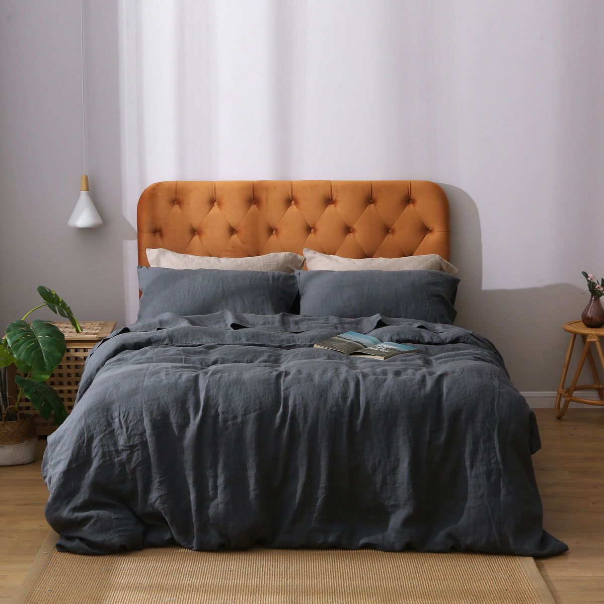Fable French Linen Charcoal Grey Duvet Cover Set