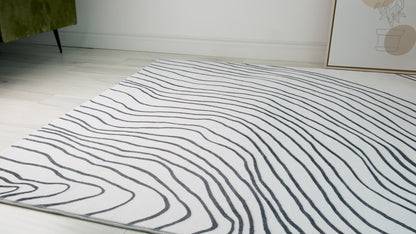 Eclipse Abstract Zebra Print White Rug