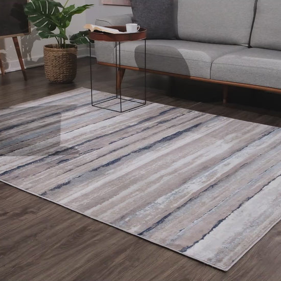 Rimal Abstract Contemporary Blue and Brown Indoor Rug-10