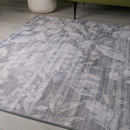 Serena Floral Transitional Beige and Grey Indoor Rug-4