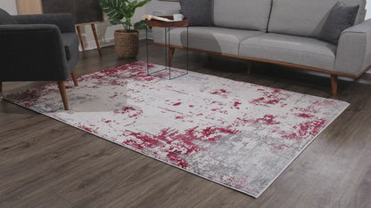 Vogue Abstract Contemporary Red Rug