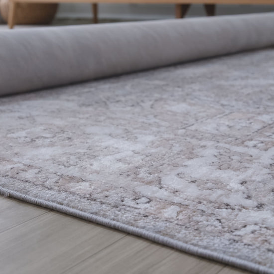 Ruba Floral Medallion Traditional Beige and Grey Indoor Rug-4