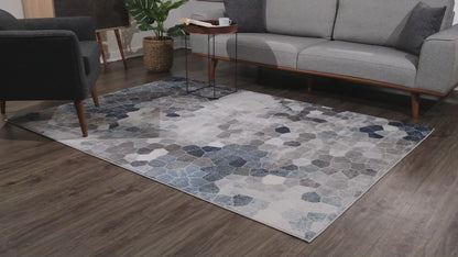 Havana Geometric Contemporary Blue Rug