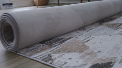 Alva Geometric Contemporary Beige and Brown Indoor Rug