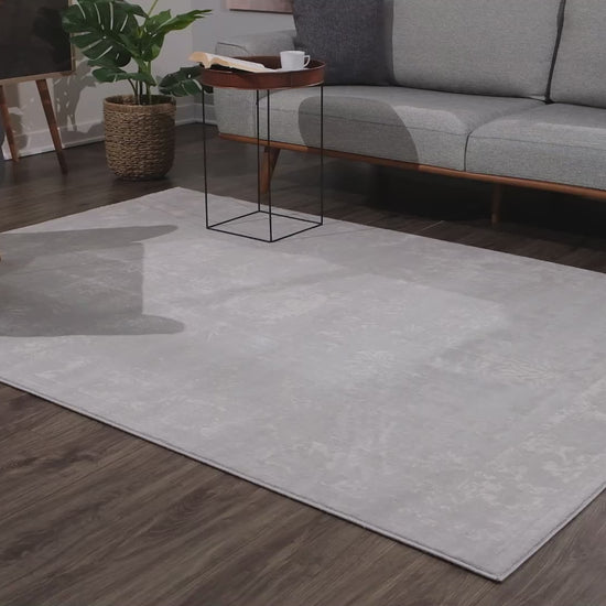 Safir Abstract Contemporary Grey and Beige Indoor Rug-6