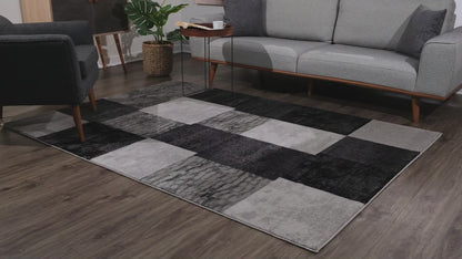 Montage Geometric Checkered Grey Rug