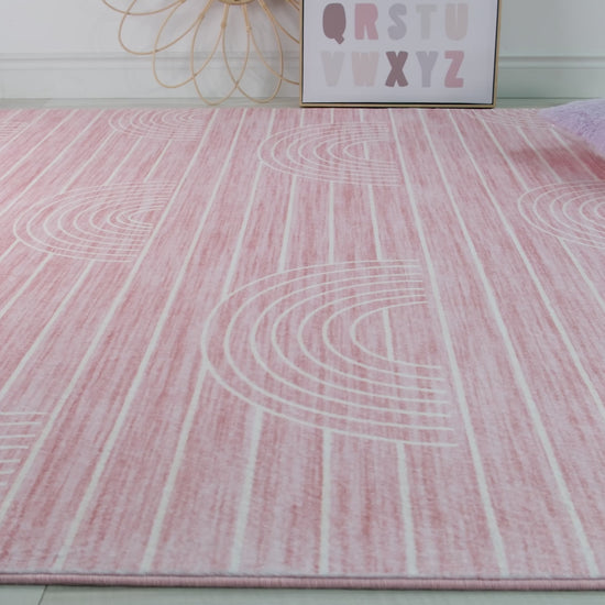 Luma Geometric Modern Pink and Cream Indoor Rug-5