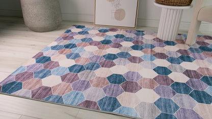 Eclipse Checkered Geometric Purple Rug