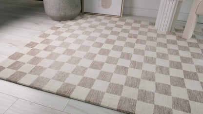 Maya Modern Checkered Beige Rug