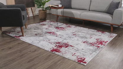 Vogue Abstract Contemporary Red Rug